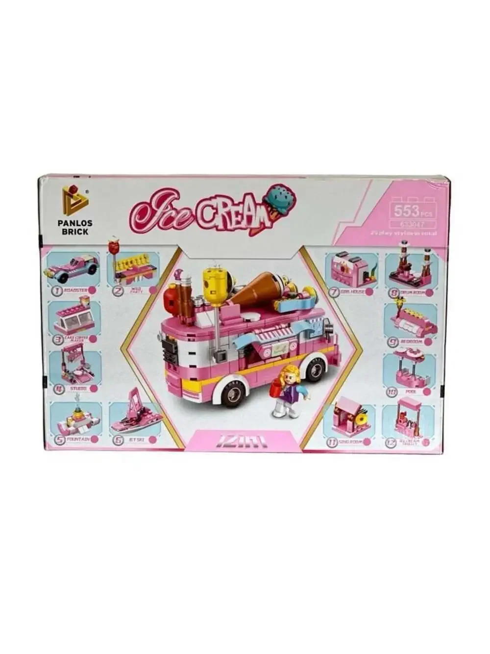 Panlos Brick 12-in-1 Ice Cream Truck Building Set 633047 (553 Pieces)